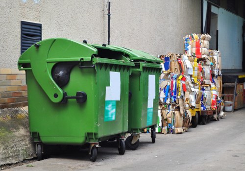 Recycled materials being sorted for disposal